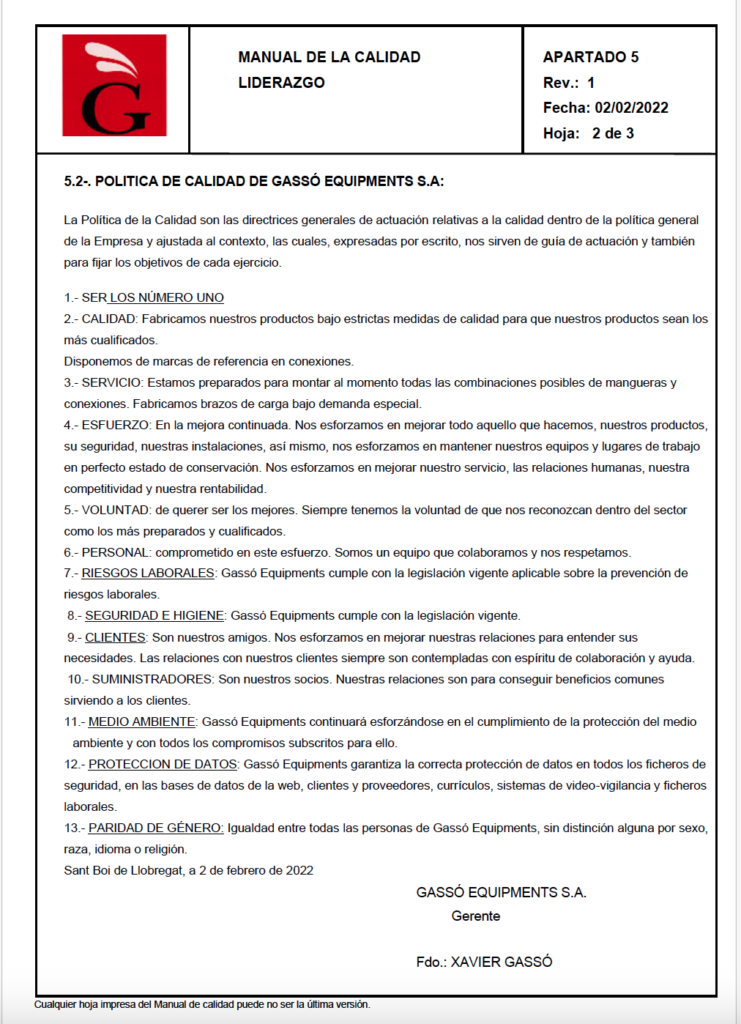 Política de Calidad